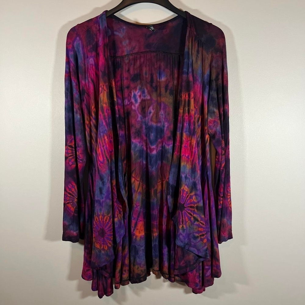 Sacred Threads Boho Arty Fairy Tie Dye Open Front Cardigan OS XL Hippie Festival - Picture 8 of 8